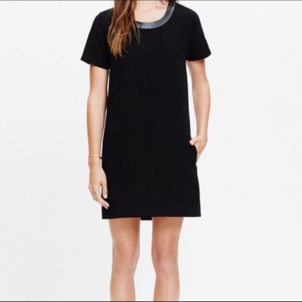 Madewell Leather Trim Tailored Tee Dress